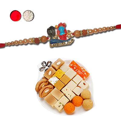 "Rakhi - ZR-5270 A (Single Rakhi), 500gms of Assorted Sweets - Click here to View more details about this Product